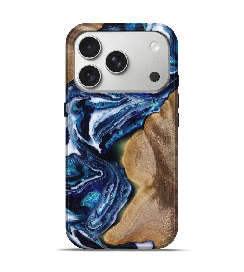 iPhone 17 Pro Wood Live Edge Phone Case - Rupert (Blue, 818250)