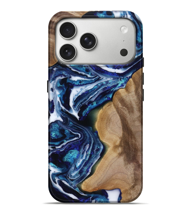 iPhone 17 Pro Max Wood Live Edge Phone Case - Rupert (Blue, 818250)
