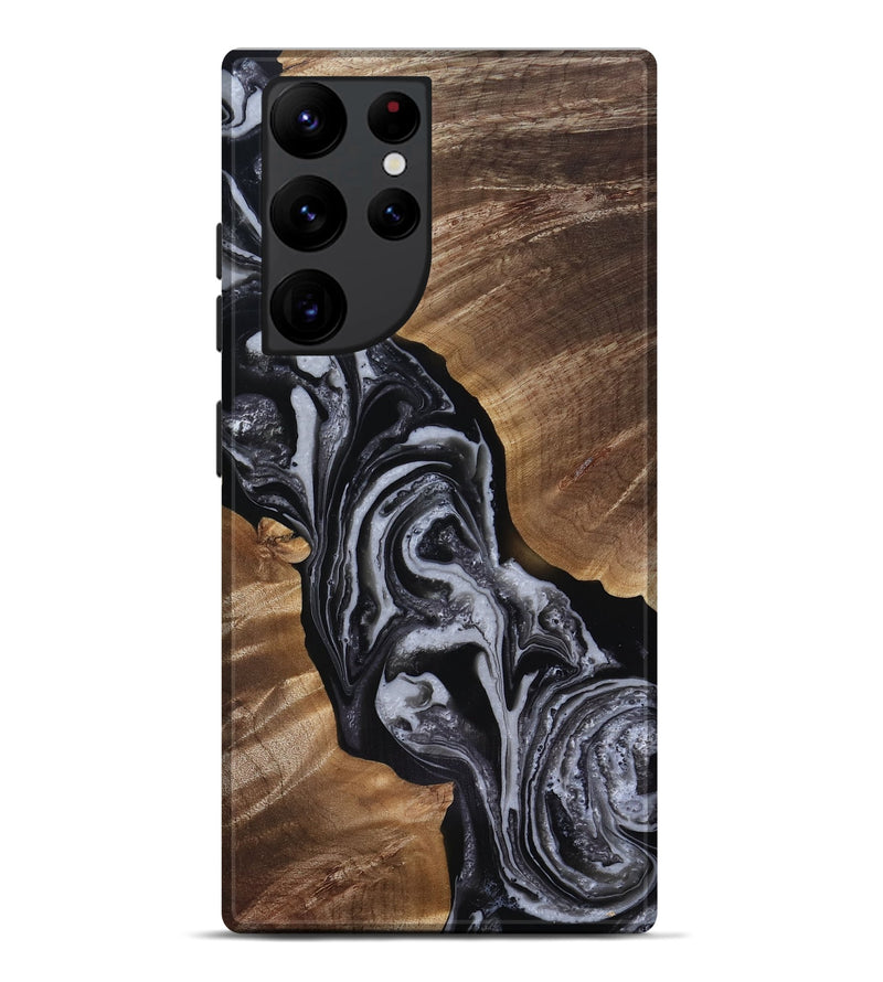 Galaxy S22 Ultra Wood Live Edge Phone Case - Siena (Black & White, 818251)