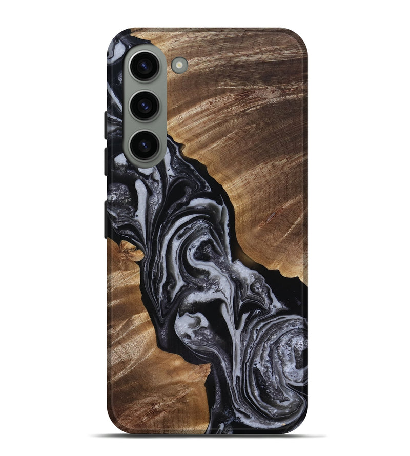 Galaxy S23 Plus Wood Live Edge Phone Case - Siena (Black & White, 818251)