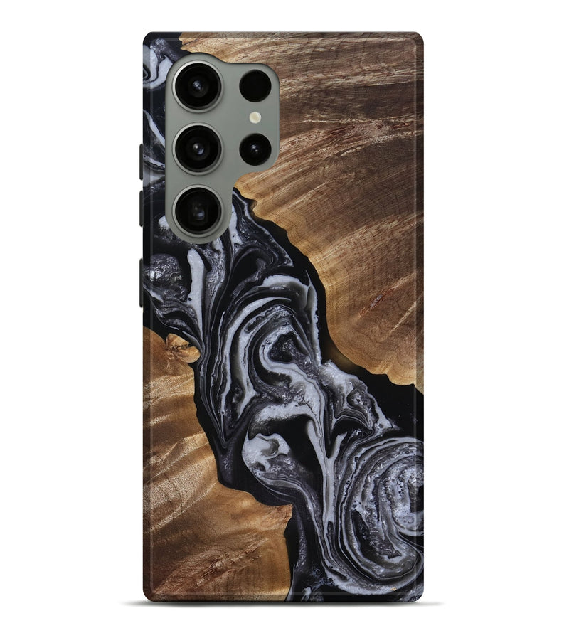 Galaxy S24 Ultra Wood Live Edge Phone Case - Siena (Black & White, 818251)