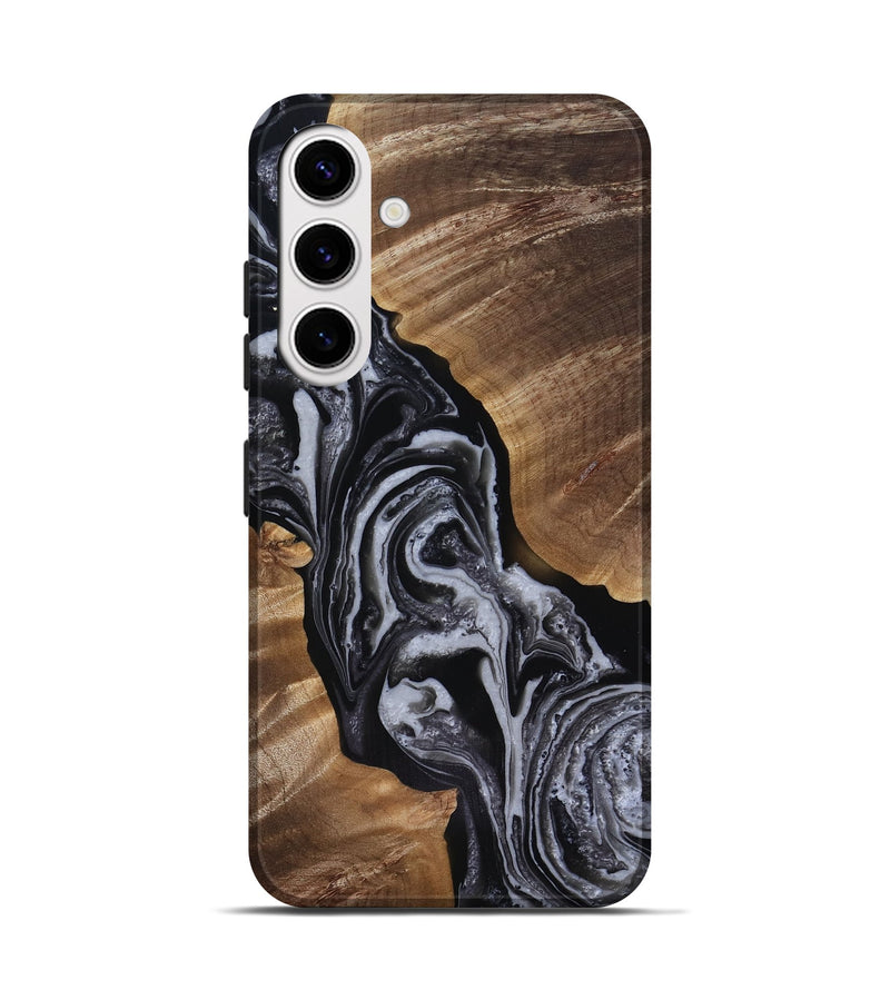 Galaxy S25 Wood Live Edge Phone Case - Siena (Black & White, 818251)