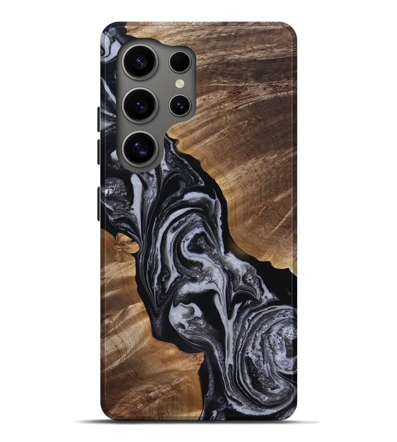 Galaxy S25 Ultra Wood Live Edge Phone Case - Siena (Black & White, 818251)
