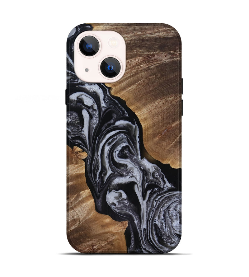 iPhone 13 Wood Live Edge Phone Case - Siena (Black & White, 818251)