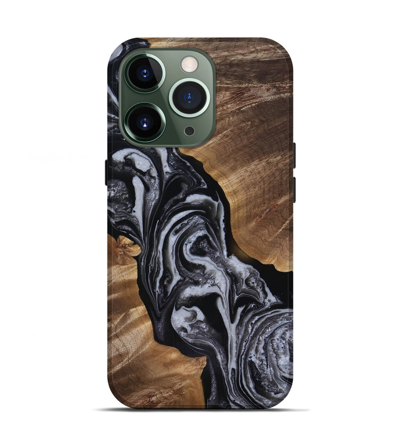 iPhone 13 Pro Wood Live Edge Phone Case - Siena (Black & White, 818251)
