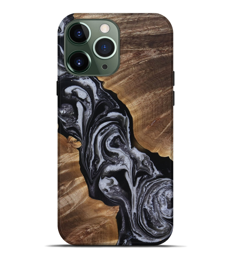 iPhone 13 Pro Max Wood Live Edge Phone Case - Siena (Black & White, 818251)