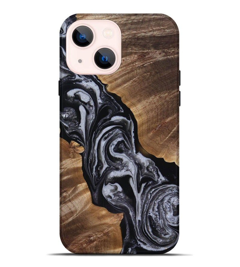 iPhone 14 Plus Wood Live Edge Phone Case - Siena (Black & White, 818251)
