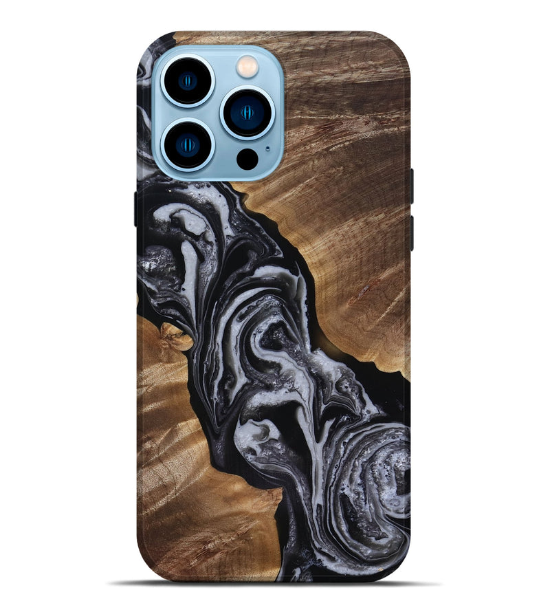 iPhone 14 Pro Max Wood Live Edge Phone Case - Siena (Black & White, 818251)