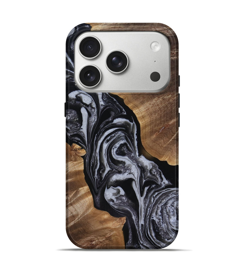 iPhone 17 Pro Wood Live Edge Phone Case - Siena (Black & White, 818251)