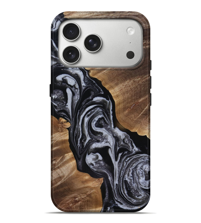 iPhone 17 Pro Max Wood Live Edge Phone Case - Siena (Black & White, 818251)