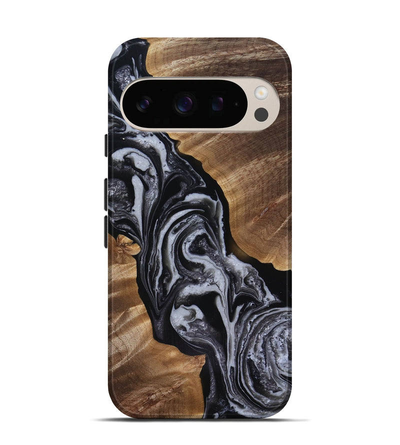 Pixel 10 Pro Wood Live Edge Phone Case - Siena (Black & White, 818251)