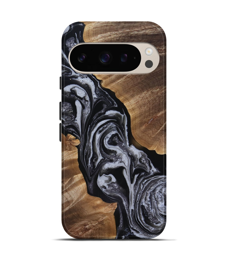 Pixel 9 Pro Wood Live Edge Phone Case - Siena (Black & White, 818251)