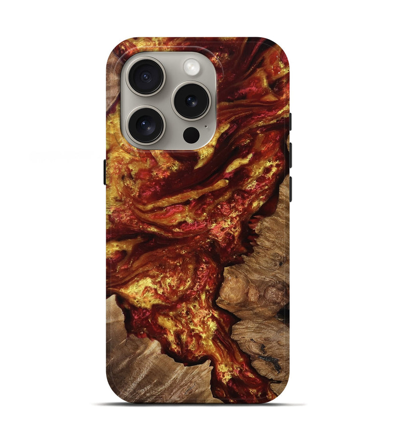 iPhone 16 Pro Wood Live Edge Phone Case - Rheta (Red, 818253)