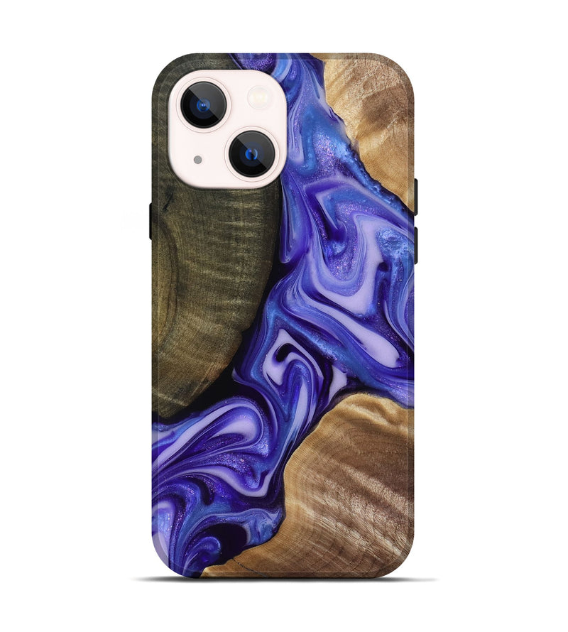 iPhone 14 Wood Live Edge Phone Case - Mike (Purple, 818256)