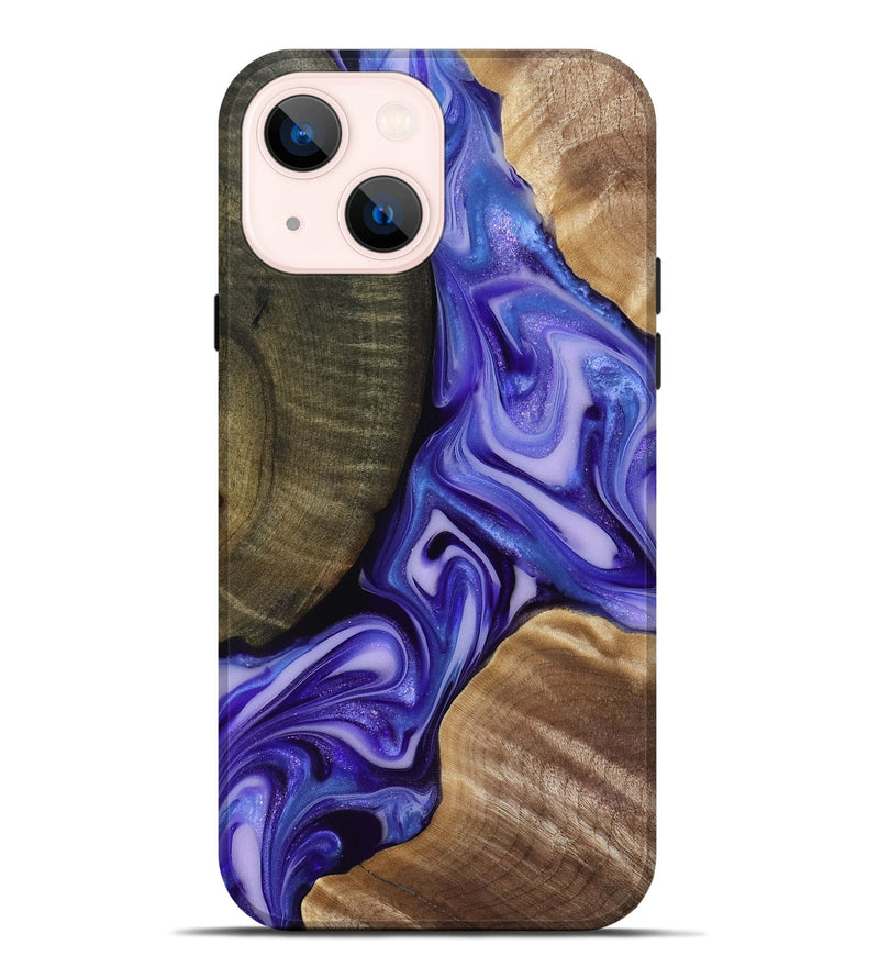 iPhone 14 Plus Wood Live Edge Phone Case - Mike (Purple, 818256)