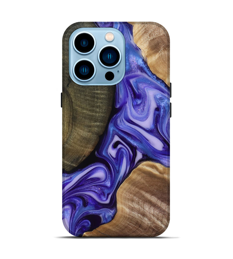 iPhone 14 Pro Wood Live Edge Phone Case - Mike (Purple, 818256)