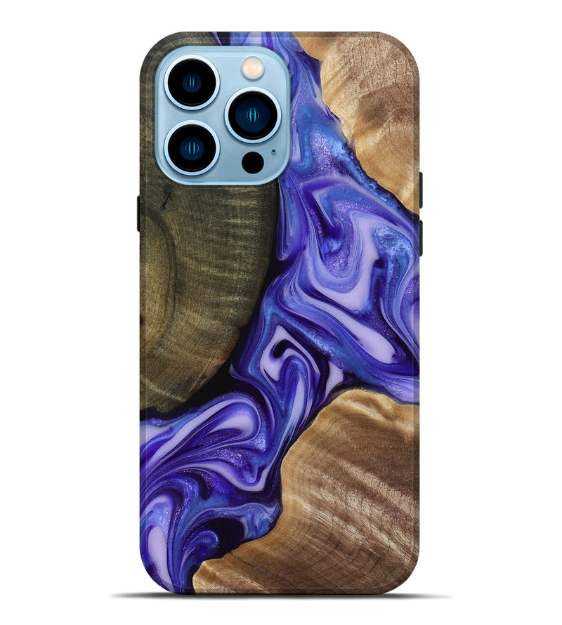 iPhone 14 Pro Max Wood Live Edge Phone Case - Mike (Purple, 818256)