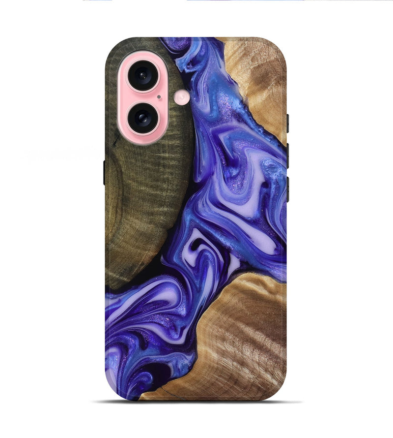 iPhone 16 Wood Live Edge Phone Case - Mike (Purple, 818256)