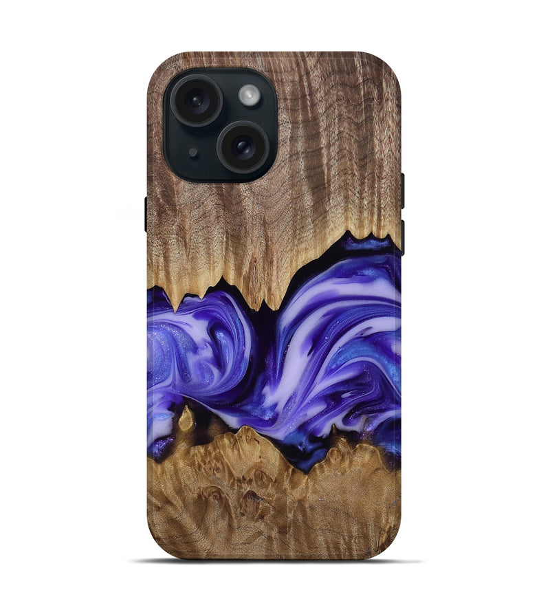 iPhone 15 Wood Live Edge Phone Case - Willa (Purple, 818260)