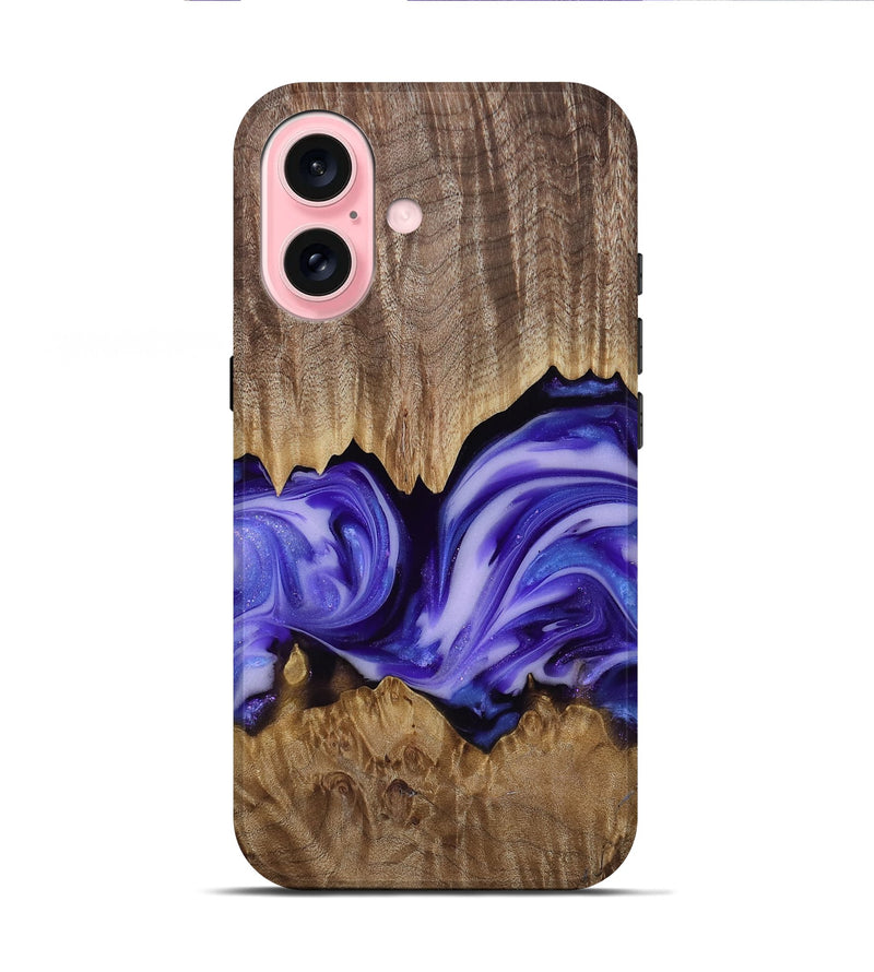 iPhone 16 Wood Live Edge Phone Case - Willa (Purple, 818260)