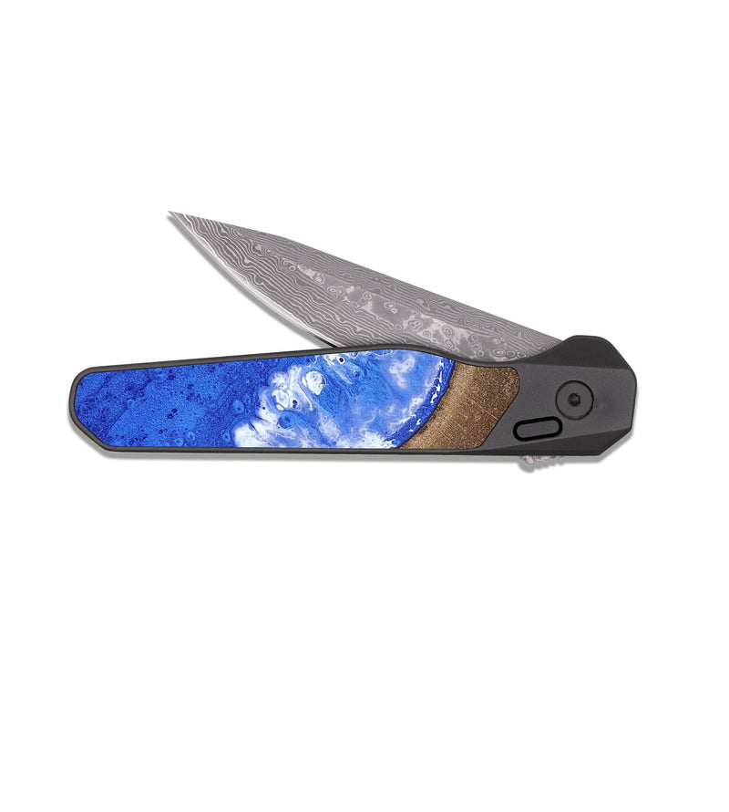 EDC Dark Damascus Wood Pocket Knife - Huey (Coastal, 818282)