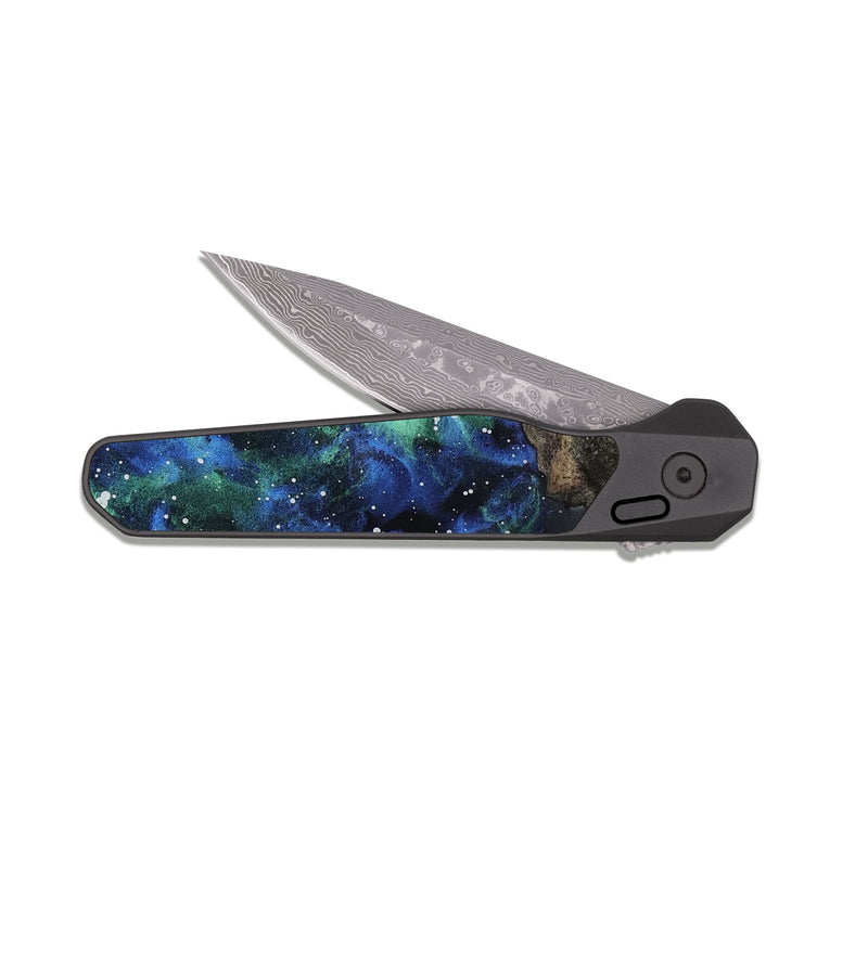 EDC Dark Damascus Wood Pocket Knife - Rohan (Cosmos, 818309)