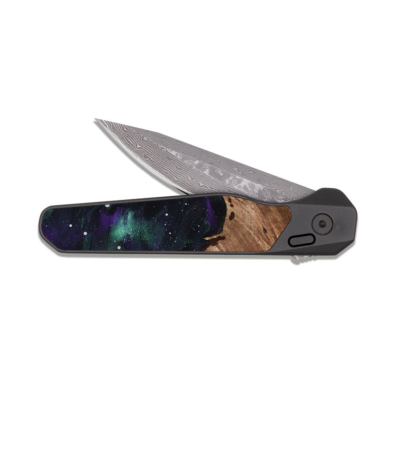 EDC Dark Damascus Wood Pocket Knife - Tressa (Cosmos, 818324)
