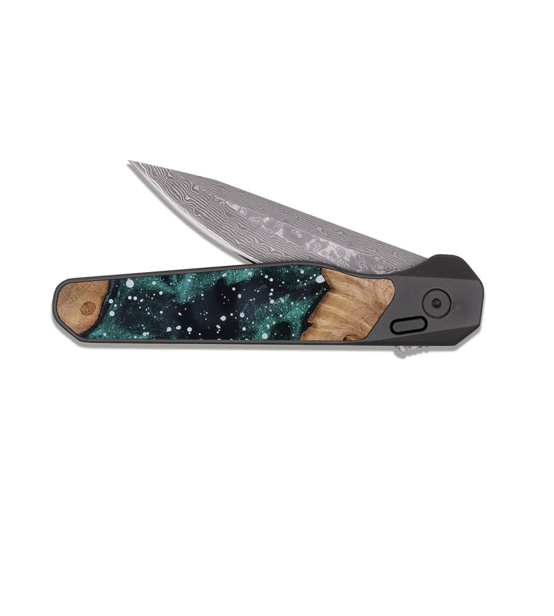 EDC Dark Damascus Wood Pocket Knife - Truett (Cosmos, 818332)