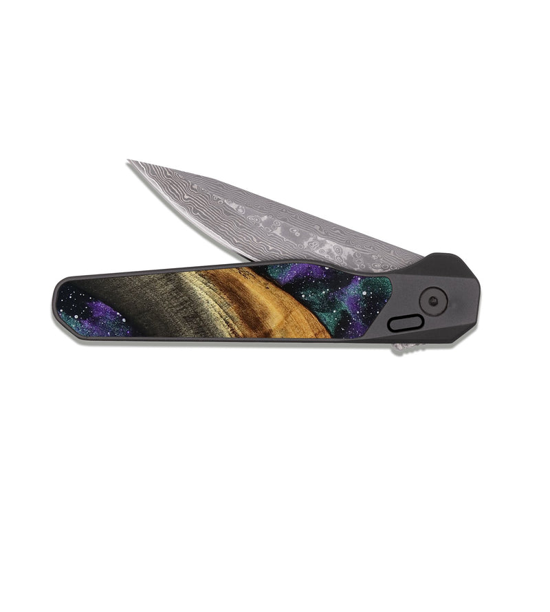 EDC Dark Damascus Wood Pocket Knife - Chana (Cosmos, 818366)