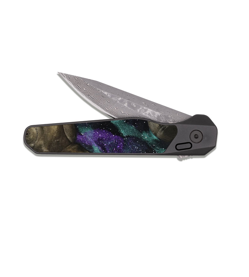 EDC Dark Damascus Wood Pocket Knife - Tristin (Cosmos, 818368)