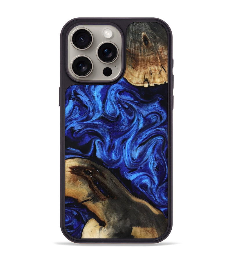 iPhone 15 Pro Max Wood Phone Case - Blake (Blue, 818371)