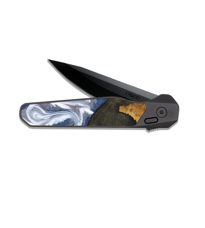 EDC Dark Slate Wood Pocket Knife - Abraham (Blue, 818372)