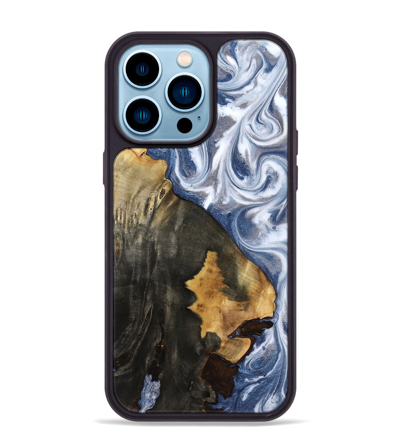 iPhone 14 Pro Max Wood Phone Case - Abraham (Blue, 818372)