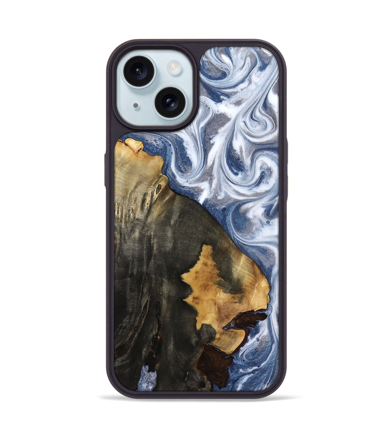 iPhone 15 Wood Phone Case - Abraham (Blue, 818372)