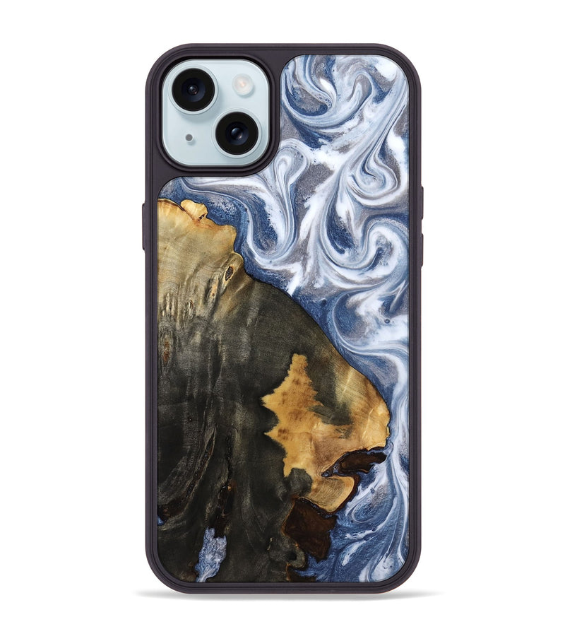 iPhone 15 Plus Wood Phone Case - Abraham (Blue, 818372)