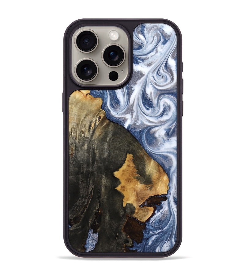 iPhone 15 Pro Max Wood Phone Case - Abraham (Blue, 818372)