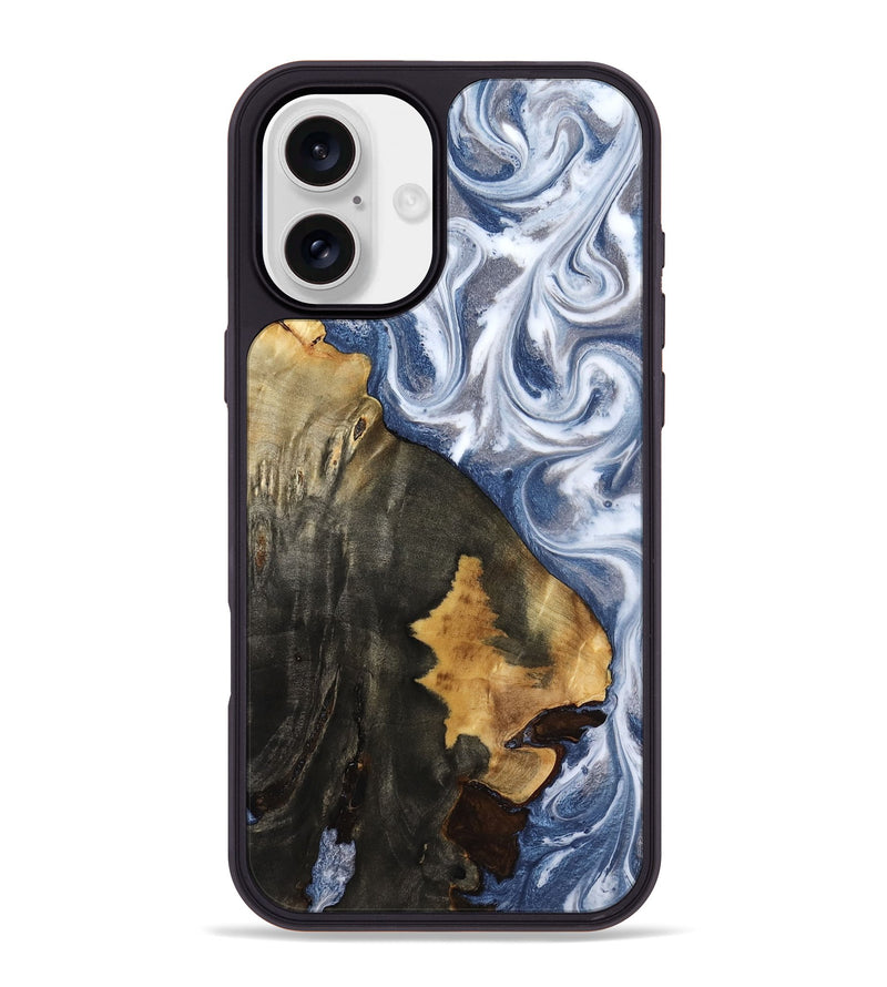 iPhone 16 Plus Wood Phone Case - Abraham (Blue, 818372)