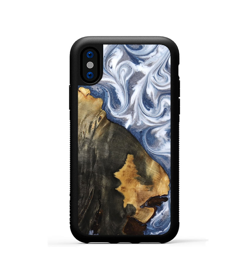 iPhone Xs Wood Phone Case - Abraham (Blue, 818372)