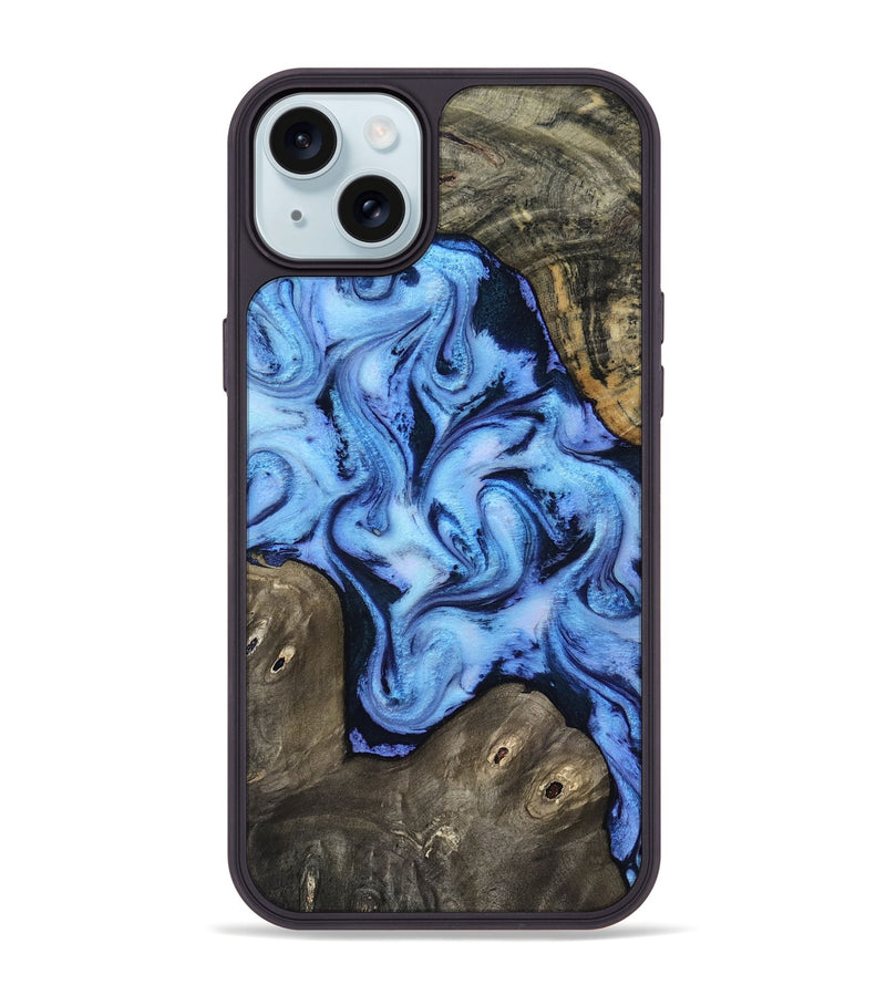 iPhone 15 Plus Wood Phone Case - Arleth (Blue, 818373)