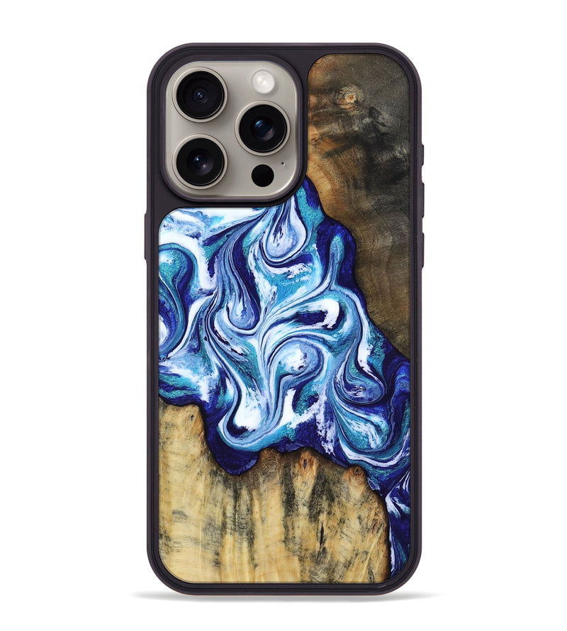 iPhone 15 Pro Max Wood Phone Case - Ignacio (Blue, 818374)