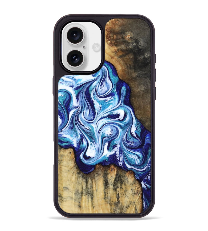 iPhone 16 Plus Wood Phone Case - Ignacio (Blue, 818374)