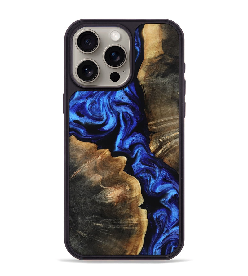 iPhone 15 Pro Max Wood Phone Case - Eduardo (Blue, 818375)