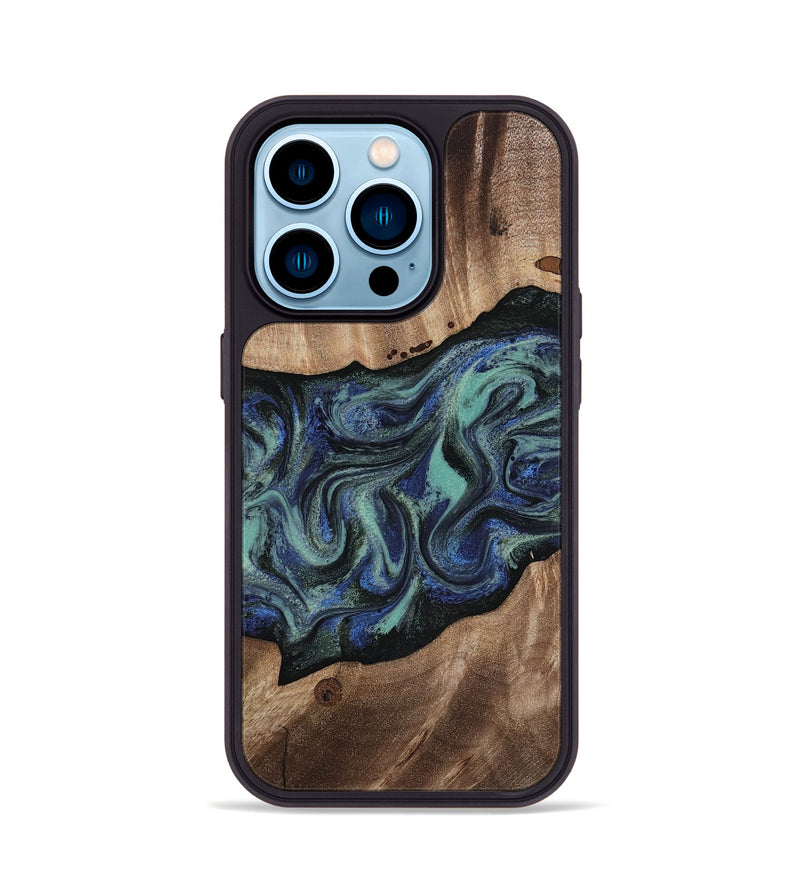 iPhone 14 Pro Wood Phone Case - Zakary (Green, 818378)