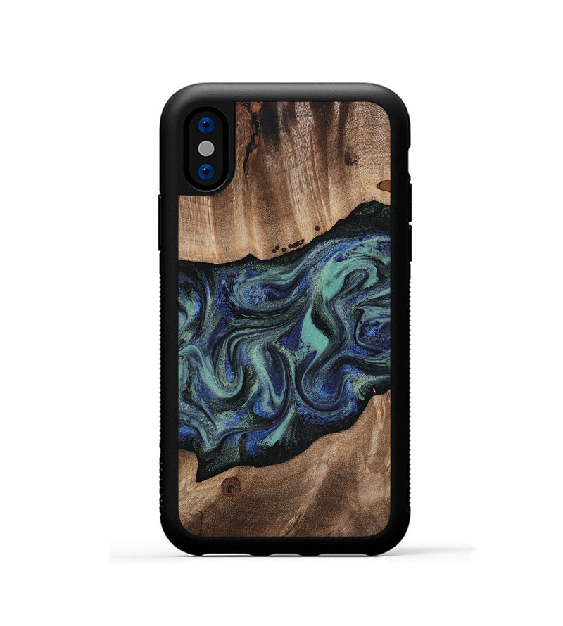 iPhone Xs Wood Phone Case - Zakary (Green, 818378)