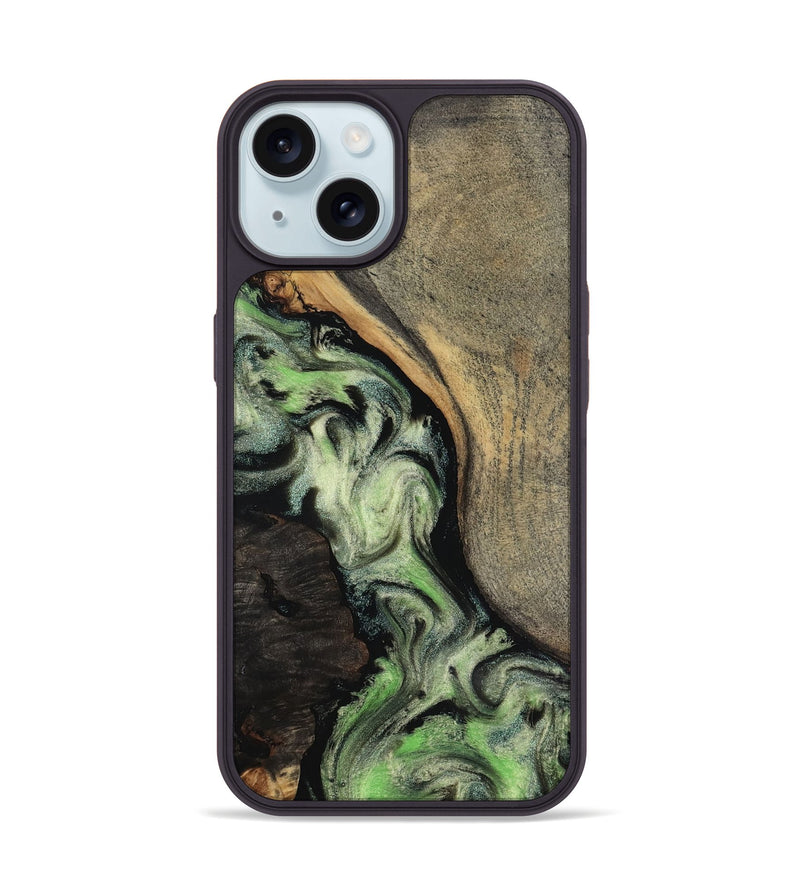 iPhone 15 Wood Phone Case - Kaia (Green, 818379)