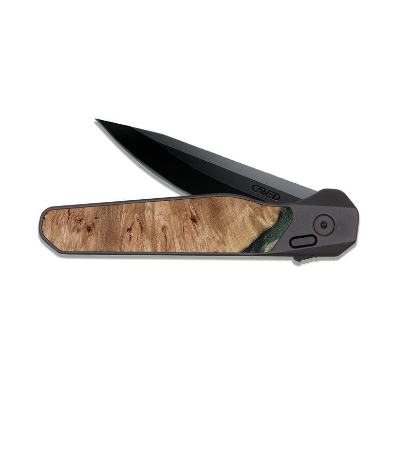 EDC Dark Slate Wood Pocket Knife - Nylah (Green, 818381)