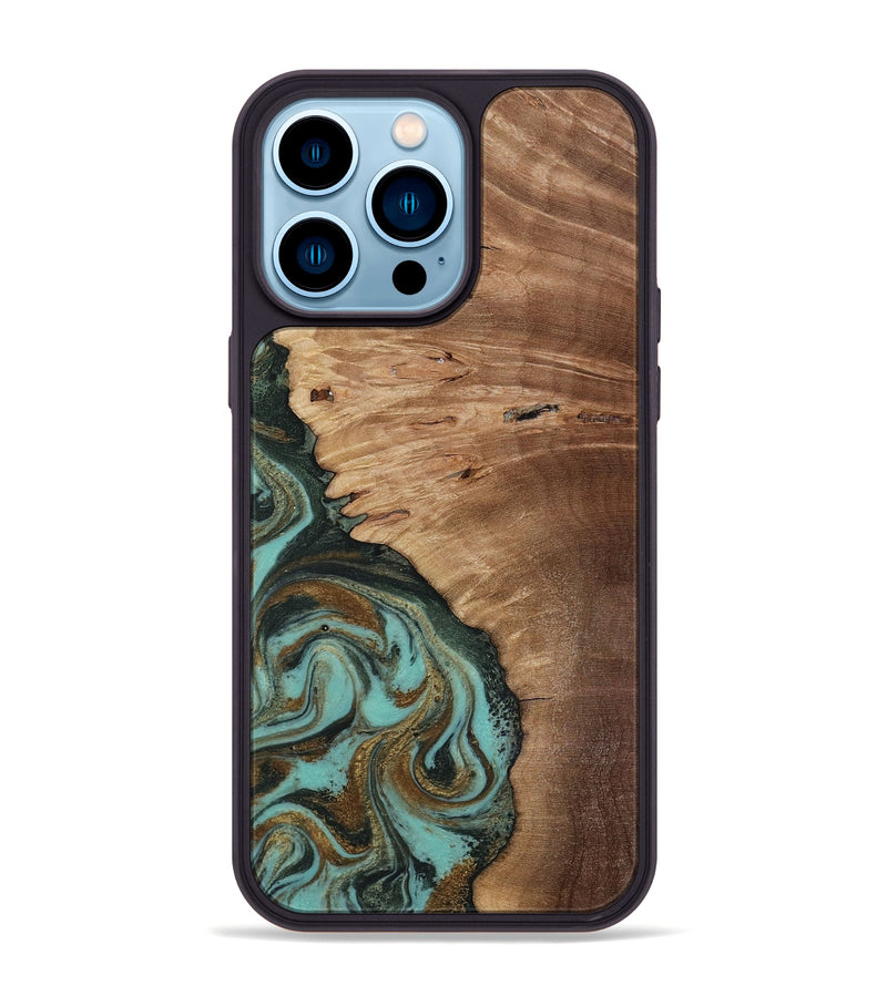 iPhone 14 Pro Max Wood Phone Case - Nylah (Green, 818381)