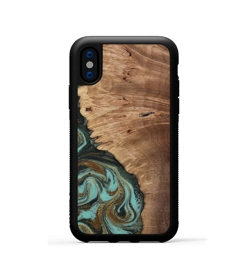 iPhone Xs Wood Phone Case - Nylah (Green, 818381)