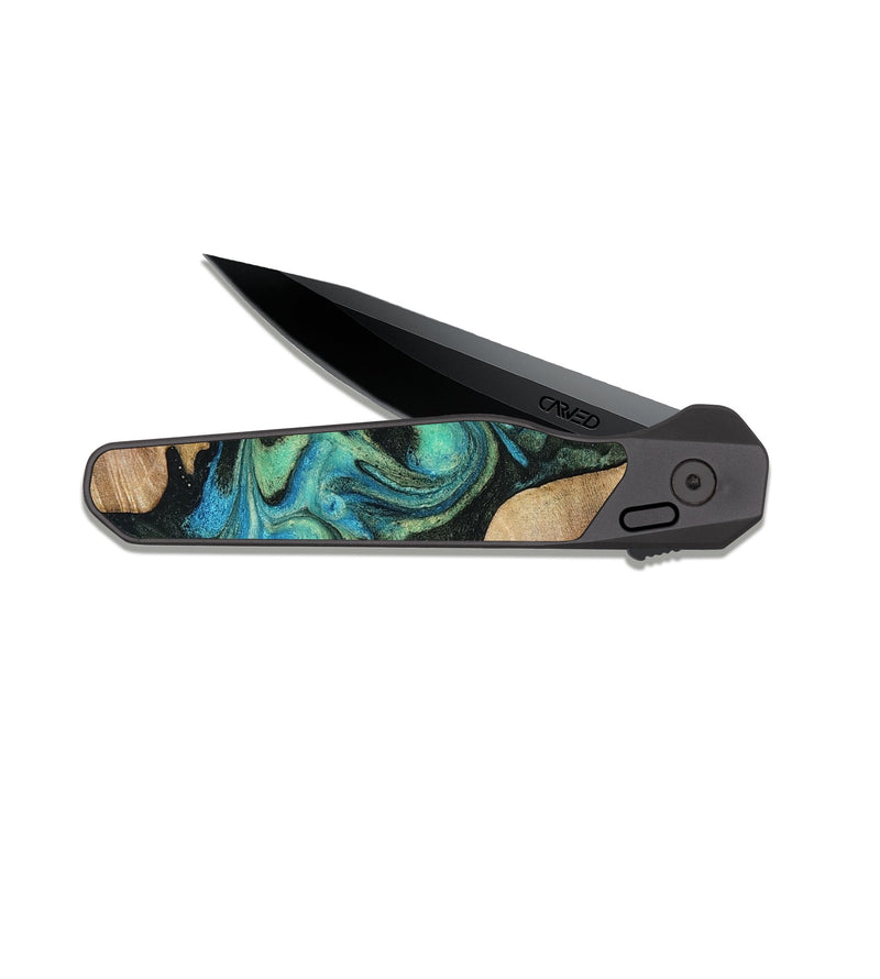 EDC Dark Slate Wood Pocket Knife - Evander (Green, 818382)