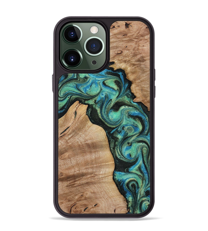 iPhone 13 Pro Max Wood Phone Case - Evander (Green, 818382)